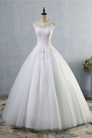 Bridelily Illusion Appliques Tulle Aline Wedding Dress