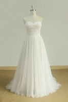 Bridelily Laceup Strapless Tulle Aline Wedding Dress