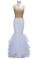 Bridelily Mermaid Spaghetti Sweetheart Long Tulle Prom Dresses with Crystals