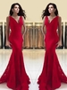Bridelily Mermaid VNeck Sleeveless FloorLength With Ruffles Lace Dresses