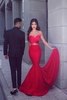 Bridelily New Arrival Sexy Mermaid Sweetheart Sleeveless Red Long Evening Dresses