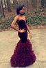 Bridelily Pretty Burgundy Prom Dresses 2019 Strapless Sheath Ruched Organza Evening Dress CE076