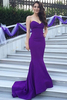 Bridelily Purple Mermaid Sweetheart Prom Dress New Arrival Sweep Train Formal Occasion Dress