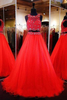 Bridelily Red TwoPieces Prom Dresses 2019 Crop Top Ball Gown Gorgeous Pageant Dresses