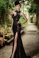 Bridelily Sexy Black Prom Dress 2019 Mermaid Evening Dress With Slit