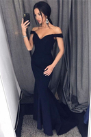 Bridelily Sexy Mermaid Evening Dresses OfftheShoulder VNeck Long Prom Dresses