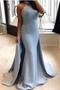 Bridelily Sexy Sheath HighNeck Prom Dresses Lace Sleeveless Eveniing Dresses with Detachable Skirt