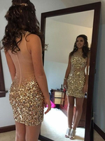 Bridelily Sheath Sleeveless Bateau Sequins With Beading ShortMini Dresses