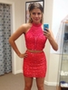 Bridelily Sheath Sleeveless Halter Sequin With Beading ShortMini Two Piece Dresses