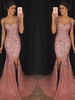 Bridelily Sheath Sweetheart Sleeveless SweepBrush Train Sequin Tulle Dresses
