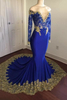 Bridelily Shiny Royal Blue Prom Dresses OfftheShoulder Evening Gowns