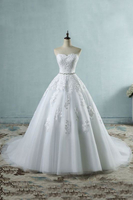 Bridelily Strapless Appliques Tulle Aline Wedding Dress