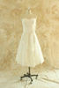 Bridelily Strapless Lace Chiffon Aline Mini Wedding Dress