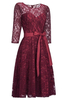 Bridelily Street Aline Burgundy Lace Dresses with Sleeves