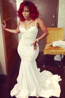 Bridelily Stunning Spaghetti Straps 2019 Prom Dresses Lace With Train