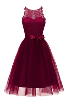 Bridelily Stylish Fashion Bowknot Lace Dress