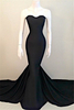 Bridelily Sweetheart Black Mermaid 2019 Evening Dresses Sexy Simple Court Train Party Dresses TB0024