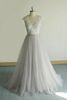 Bridelily Vneck Cap Sleeve Lace Tulle Wedding Dress