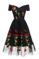 Bridelily VNeck Floewrs Ruffles Lace Dresses