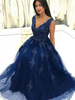 Bridelily VNeck Sleeveless FloorLength With Beading Tulle Dresses