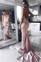 Bridelily Vneck Spaghetti Straps Prom Dress Mermaid Lace Evening Party Gowns