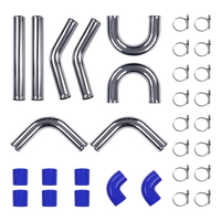 2.5 inch Intercooler Kit Universal Aluminum Pipe Piping Mandrel Bent Turbo Silicone