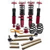 Red Complete Front + Rear Coilovers compatible for BMW E46 3 Series Adj. Height + Sway Bar