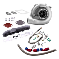 T04E Turbo Turbocharger Manifold Kit + Oil Lines compatible for Nissan Patrol Y60 Y61 TD42