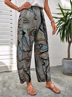 Abstract Loose Casual Design Pants