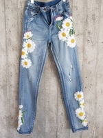 Anniecloth 1 Women Bottoms Holiday Blue Printed Denim Bottoms