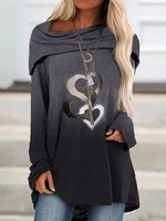 Anniecloth Long Sleeve 1 Gray Women Tunics Crew Neck Polyester Casual Daily Tunics