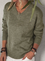 Anniecloth Long Sleeve 1 Green Gray Blue Purple Women Tops V Neck Polyester Tops