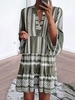 anniecloth Summer Dresses Long Sleeve Casual Dresses Daily Swing V Neck Ruffled Basic DRESSES