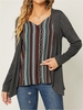 Bell Sleeve Loosen V Neck Jacquard Boho T-Shirts & Tees