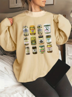 Casual Abstract Spring/Fall Micro-Elasticity Daily Long Sleeve Crew Neck Regular H-Line Sweatshirts for Women