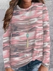 Casual Abstract Spring/Fall Polyester Daily Long Sleeve Regular H-Line Regular T-shirts for Women