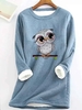 Casual Animal Winter Heavyweight Micro-Elasticity Daily Crew Neck Wool/Knitting H-Line Sweatshirts for Women