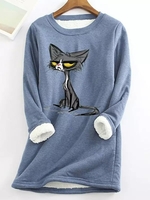 Casual Cartoon Winter Spandex Heavyweight Loose Long sleeve Crew Neck Medium Elasticity Sweatshirts for Women