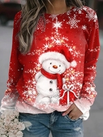 Casual Christmas Autumn Micro-Elasticity Daily Regular Fit Christmas Regular Regular Sweatshirts for Women