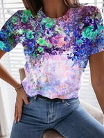 Casual Cotton-Blend Short Sleeve T-Shirts & Tees - Anniecloth