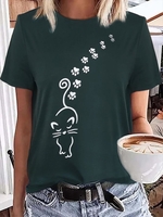 Casual Crew Neck Animal T-Shirts & Tees