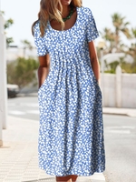 Casual Fit Leaf Jersey Midi Dresses