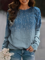 Casual Floral Spring/Fall Knitted Micro-Elasticity Daily Long Sleeve Regular Regular Sweatshirts for Women