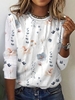 Casual Floral Spring/Fall No Elasticity Daily Crew Neck Regular H-Line Regular T-shirts for Women