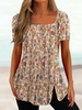 Casual Floral Summer Buttoned No Elasticity Vacation Regular A-Line Regular Shirts for Women