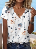 Casual Floral Summer Daily Jersey Sleeveless H-Line Regular NL T-shirts for Women