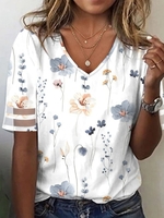Casual Floral Summer Lightweight No Elasticity Daily Half sleeve Regular NL T-shirts for Women