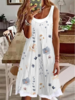 Casual Floral Summer Natural Daily Loose Jersey Crew Neck A-Line Dresses for Women