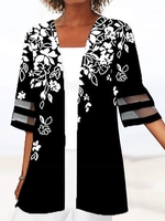Casual Floral Summer Polyester Loose Wrap Mid-long H-Line NL Kimonos for Women