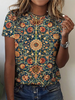 Casual Floral Summer Vacation Loose Jersey Short sleeve H-Line Plus Size T-shirts for PlusSize